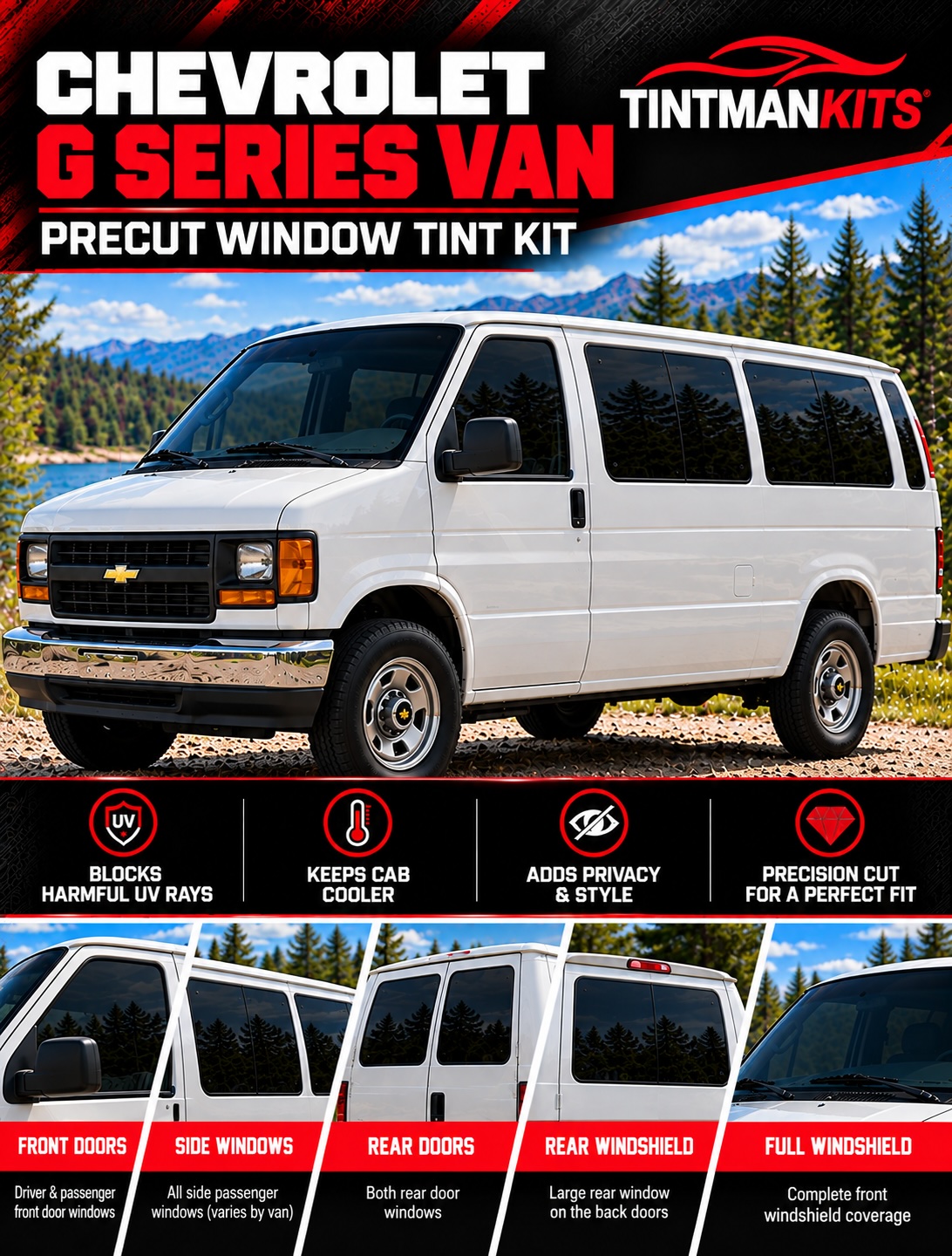Image: Chevy G Series Van Tint Kit - Tint Man Kits